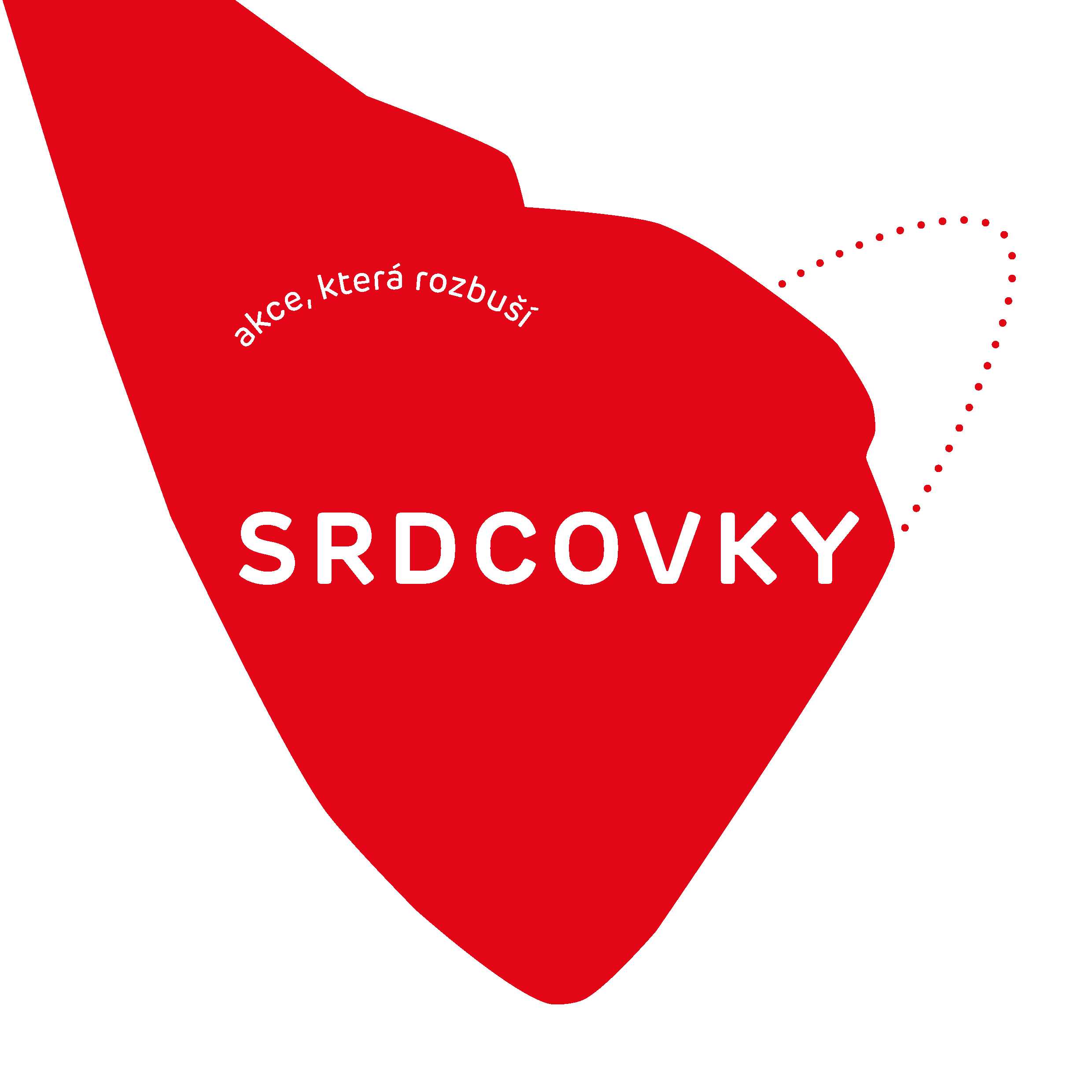 Logo srdcovky, červené srdce s textem Srdcovky, akce která rozbuší